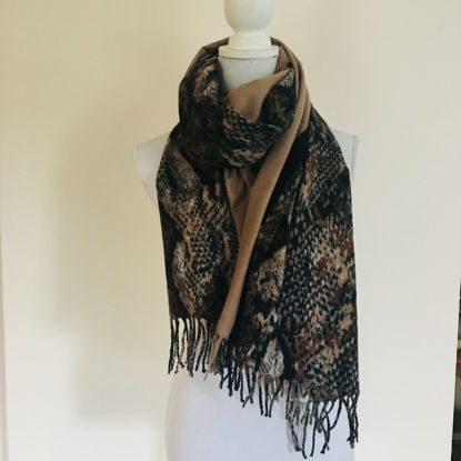 Afbeeldingen van Sjaal slangenprint - beige